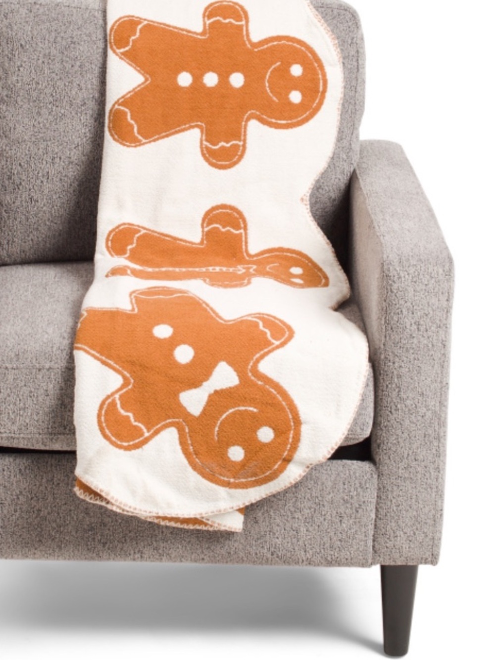 Martha Stewart Gingerbread Man Scalloped Throw Blanket Reversible New